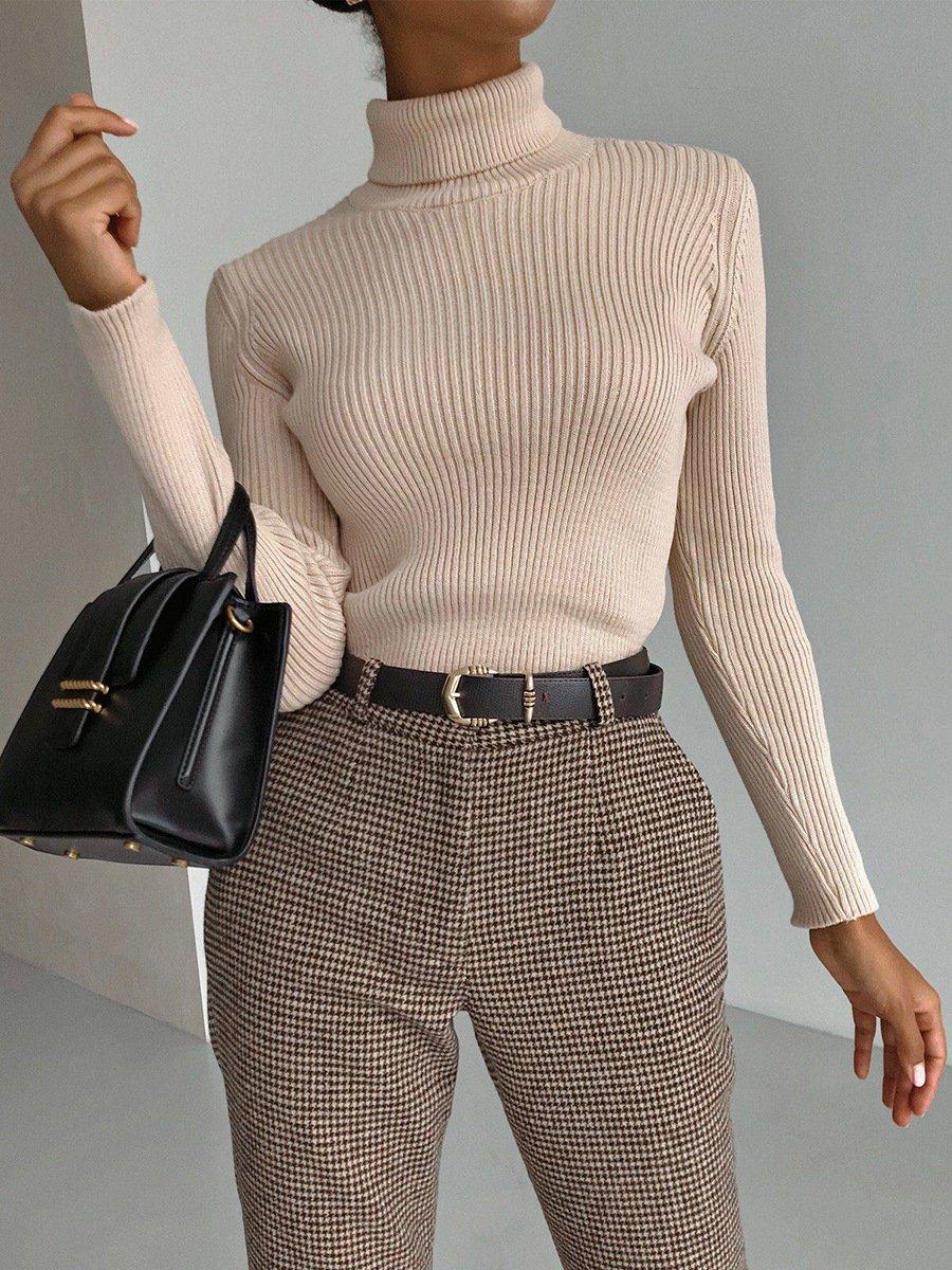 Collar Solid Color Women Daily Knit Top MY0062 - SWEETKAMA
