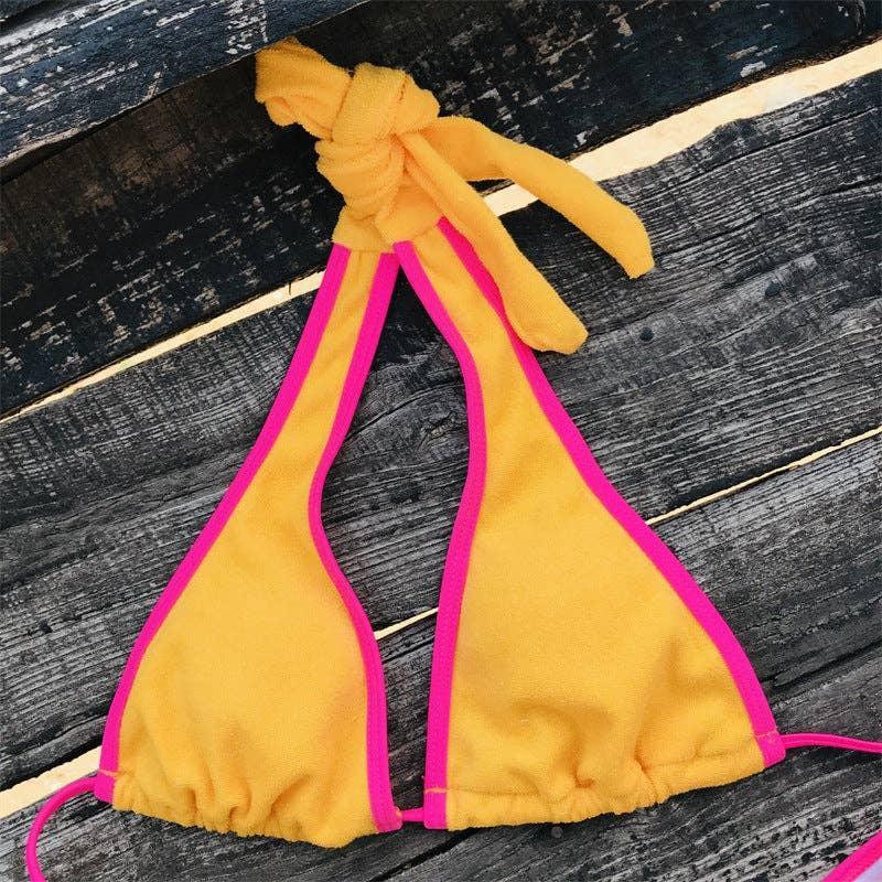 Color Block Halter 2PCS Bikini Set Y41 - SWEETKAMA