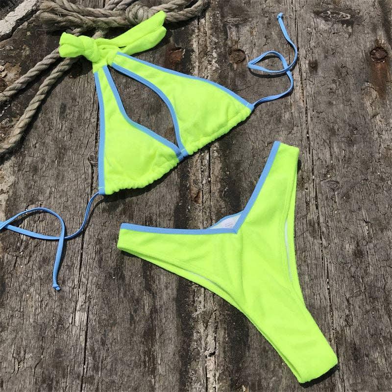 Color Block Halter 2PCS Bikini Set Y41 - SWEETKAMA