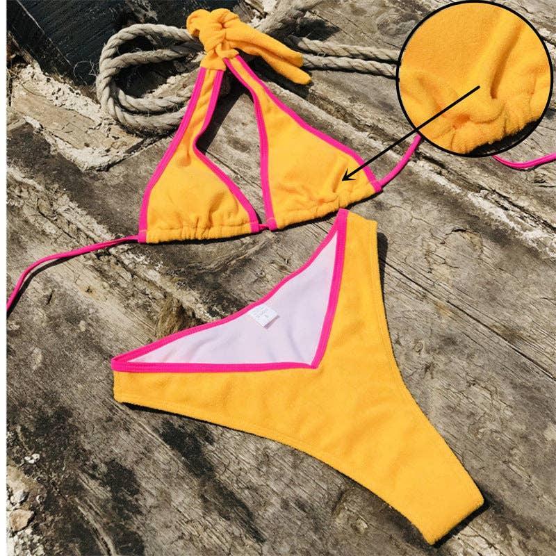 Color Block Halter 2PCS Bikini Set Y41 - SWEETKAMA