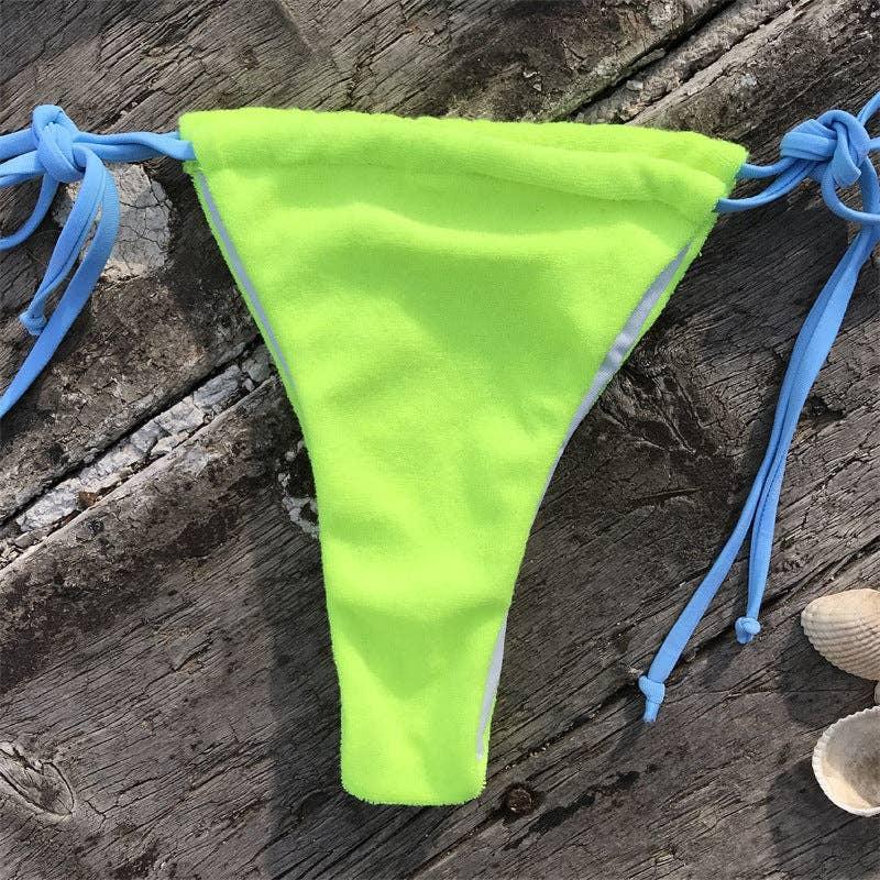 Color Block String Tie 2PCS Bikini Set Y40 - SWEETKAMA