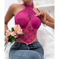 Cross Neck Solid Color Crop Top Corset Bra K029 - SWEETKAMA