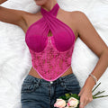 Cross Neck Solid Color Crop Top Corset Bra K029 - SWEETKAMA