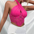 Cross Neck Solid Color Crop Top Corset Bra K029 - SWEETKAMA