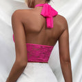 Cross Neck Solid Color Crop Top Corset Bra K029 - SWEETKAMA