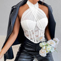Cross Neck Solid Color Crop Top Corset Bra K029 - SWEETKAMA