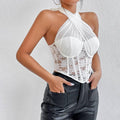 Cross Neck Solid Color Crop Top Corset Bra K029 - SWEETKAMA