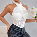 Cross Neck Solid Color Crop Top Corset Bra K029 - SWEETKAMA