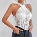 Cross Neck Solid Color Crop Top Corset Bra K029 - SWEETKAMA