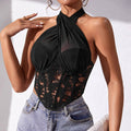 Cross Neck Solid Color Crop Top Corset Bra K029 - SWEETKAMA