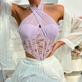 Cross Neck Solid Color Crop Top Corset Bra K029 - SWEETKAMA