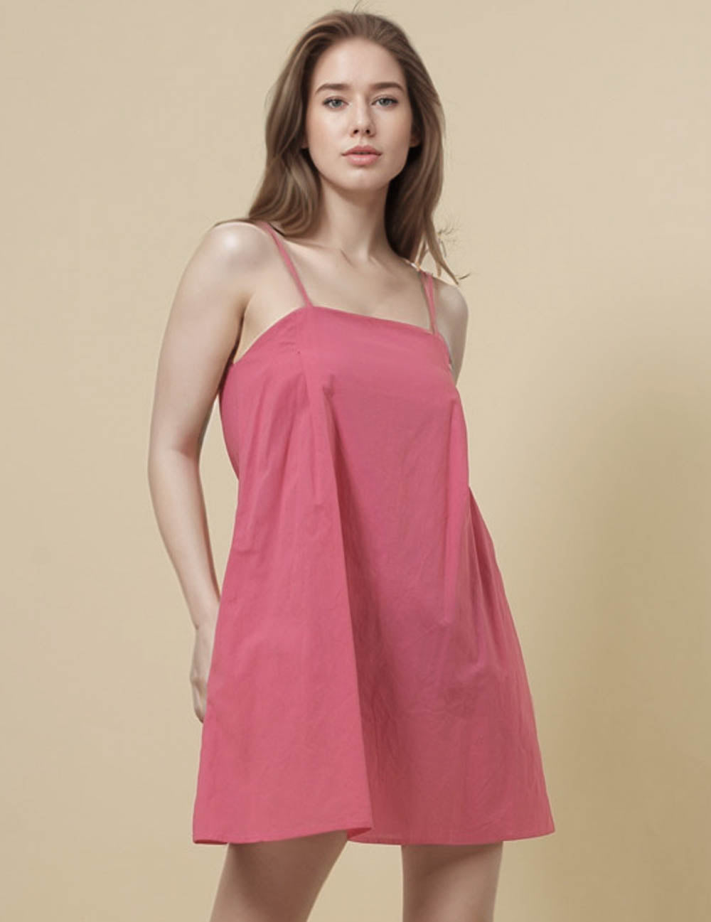 Ladies String Shoulder Basic Mini Dress SKD51214