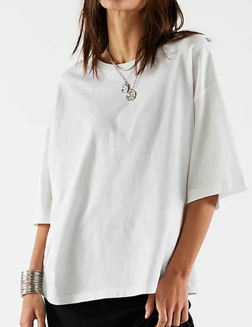 Ladies Solid Color Crew Neck Short Sleeves T-Shirt