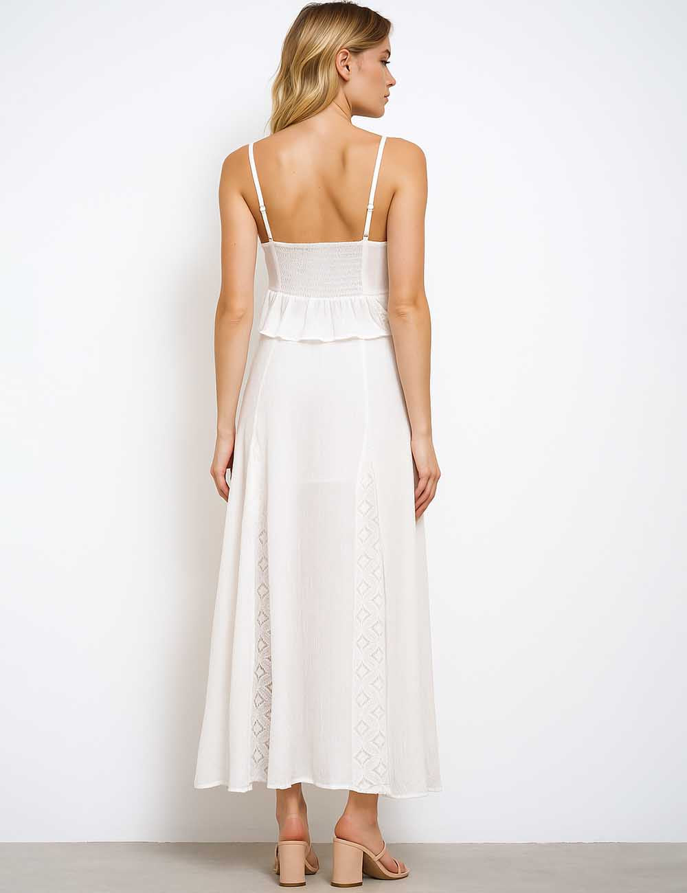 Ladies White Back Smocking Cami Top & Skirt Set SKST5KC1901