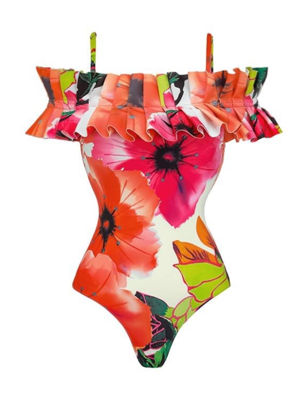 Ladies Off-Shoulder Floral One Piece Swimwear with Salong SKSW40217