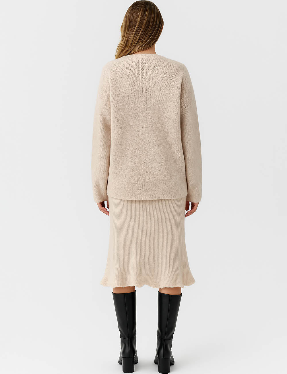 Ladies 3D Floral Crochet Knit Cami Midi Dress & Cardigan Set