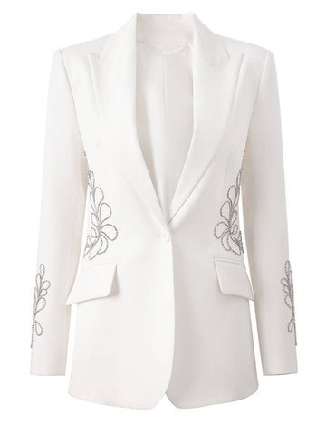 Ladies V-Neck Long Sleeves Beads Blazer SKT51046