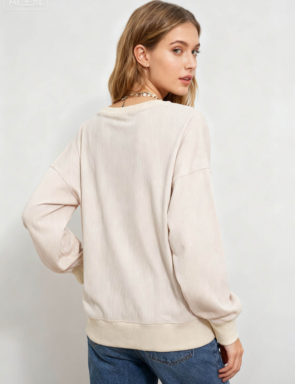 Ladies Merry Christmas Embroidery Corduroy Sweatshirt