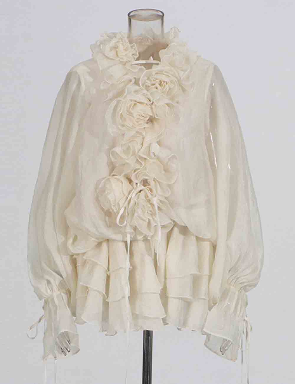 Ladies Solid Color Lantern Sleeves Rose Splice Mini Dress