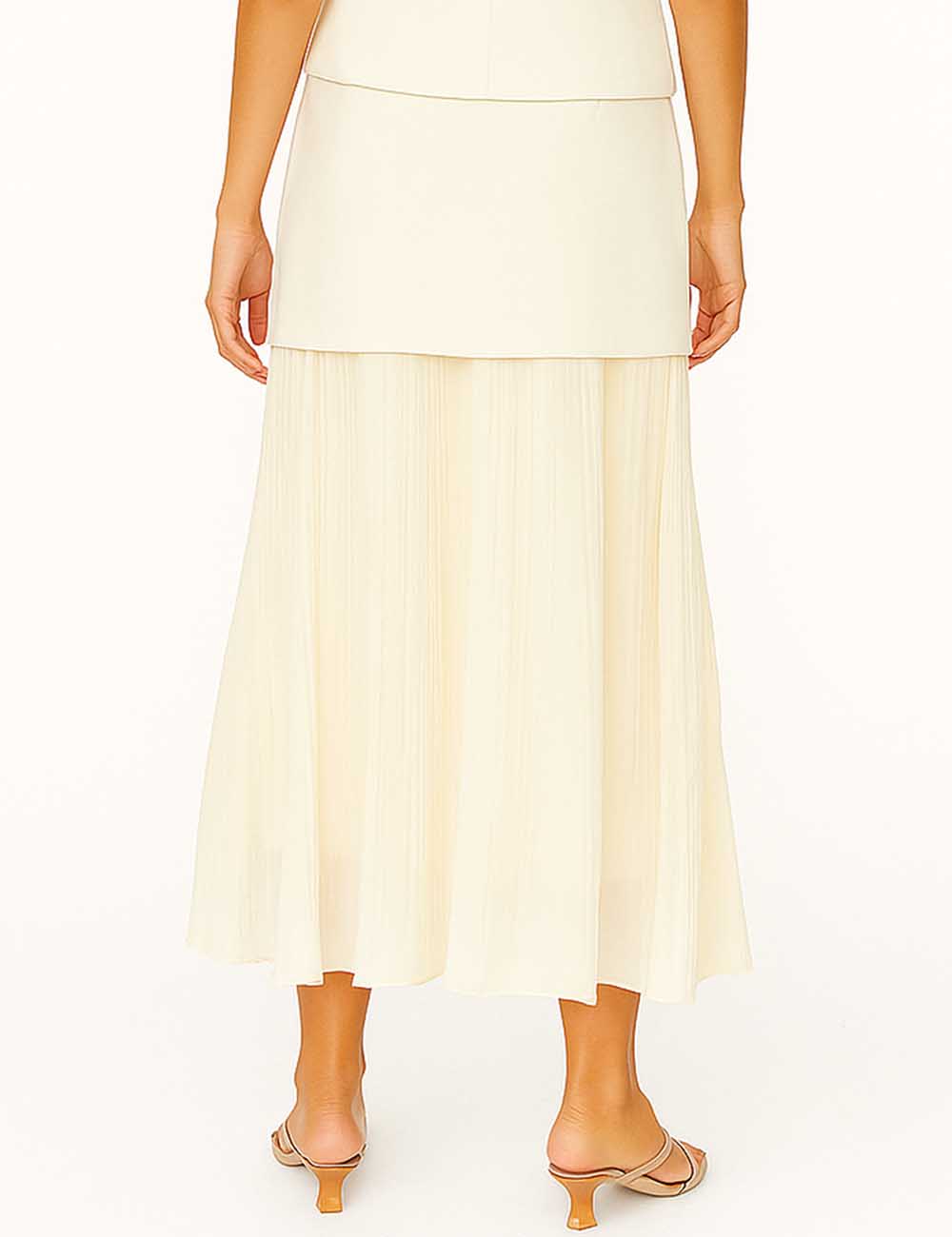 Ladies Solid Color Pleated Maxi Skirt