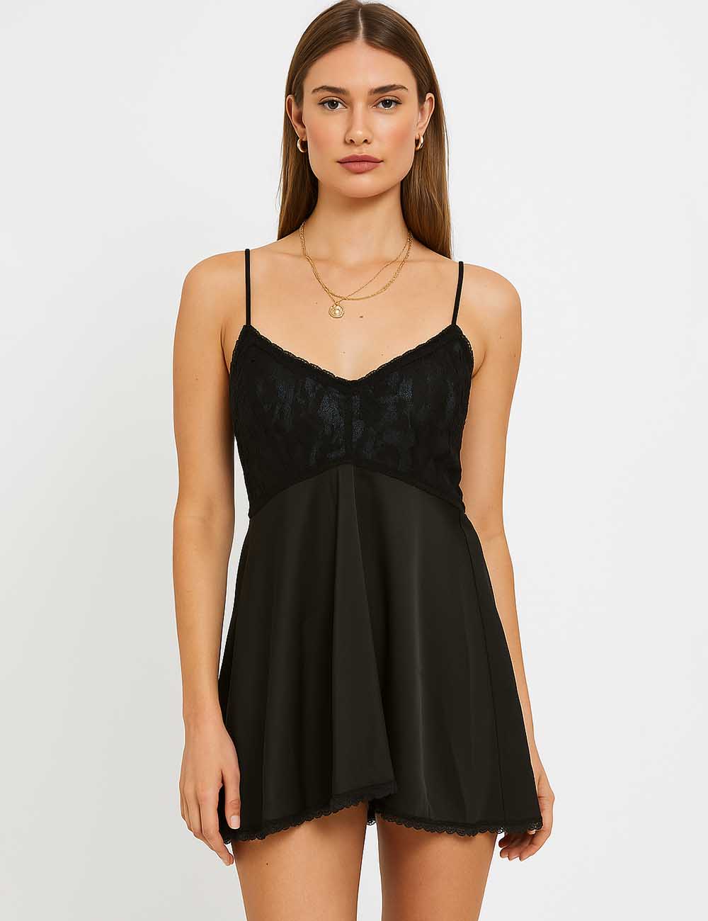 Ladies Sexy Loungewear V-Neck Lace Cami Top & Shorts Set