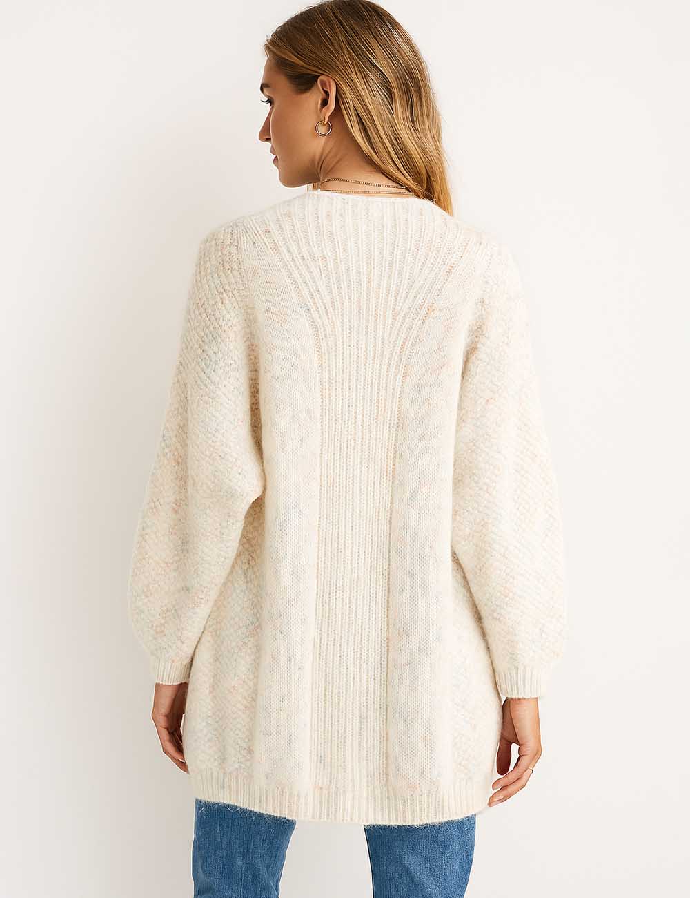Ladies Multicolor Marl Front Open Knit Cardigan