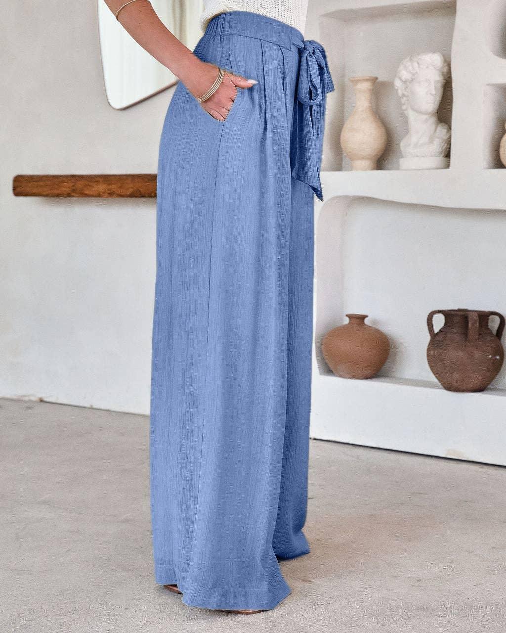 Daily Style Solid Color Ladies Wide Leg Trousers 23326 - SWEETKAMA