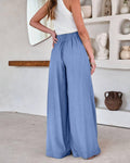 Daily Style Solid Color Ladies Wide Leg Trousers 23326 - SWEETKAMA