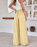 Daily Style Solid Color Ladies Wide Leg Trousers 23326 - SWEETKAMA