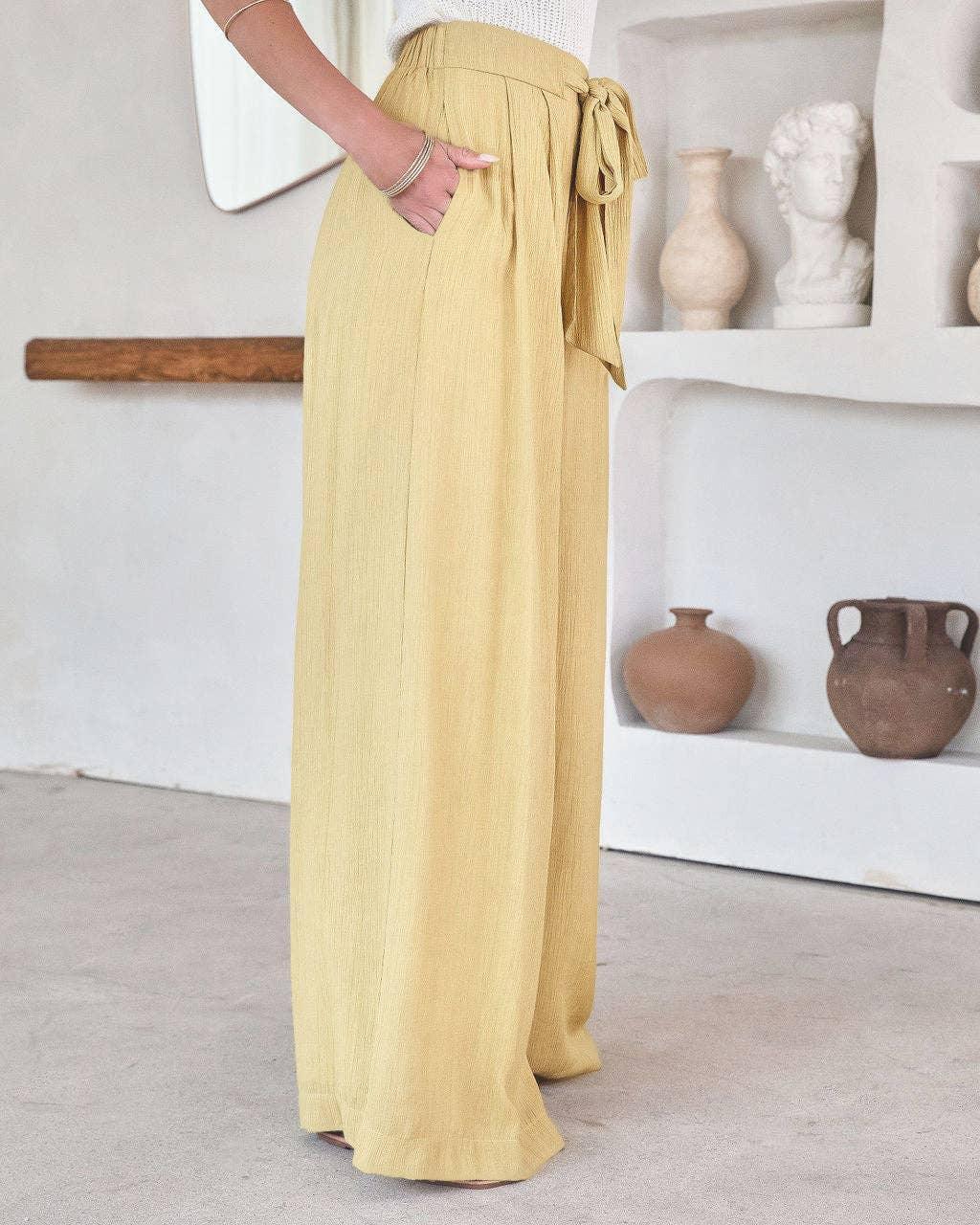 Daily Style Solid Color Ladies Wide Leg Trousers 23326 - SWEETKAMA