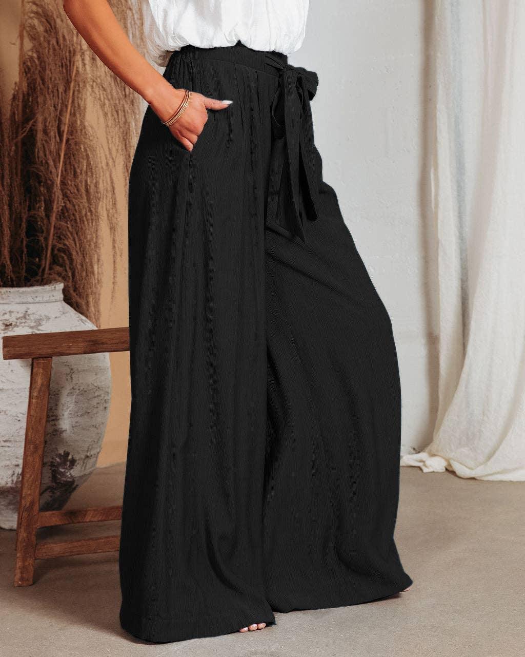 Daily Style Solid Color Ladies Wide Leg Trousers 23326 - SWEETKAMA