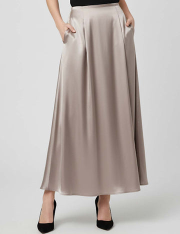 Ladies Elegant Satin Elastic Waist Maxi Skirt