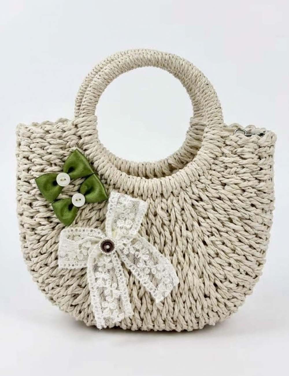 Straw Bow Handle Tote Bag - Sweetkama Wholesale - #3031