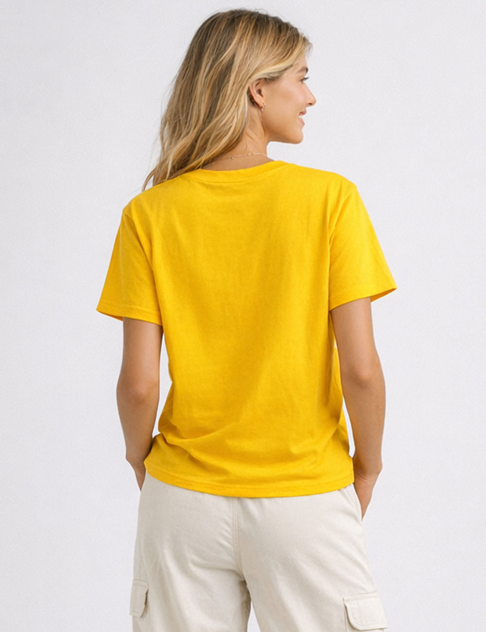 Ladies Casual Solid Color Round Neck Short Sleeves T-Shirts