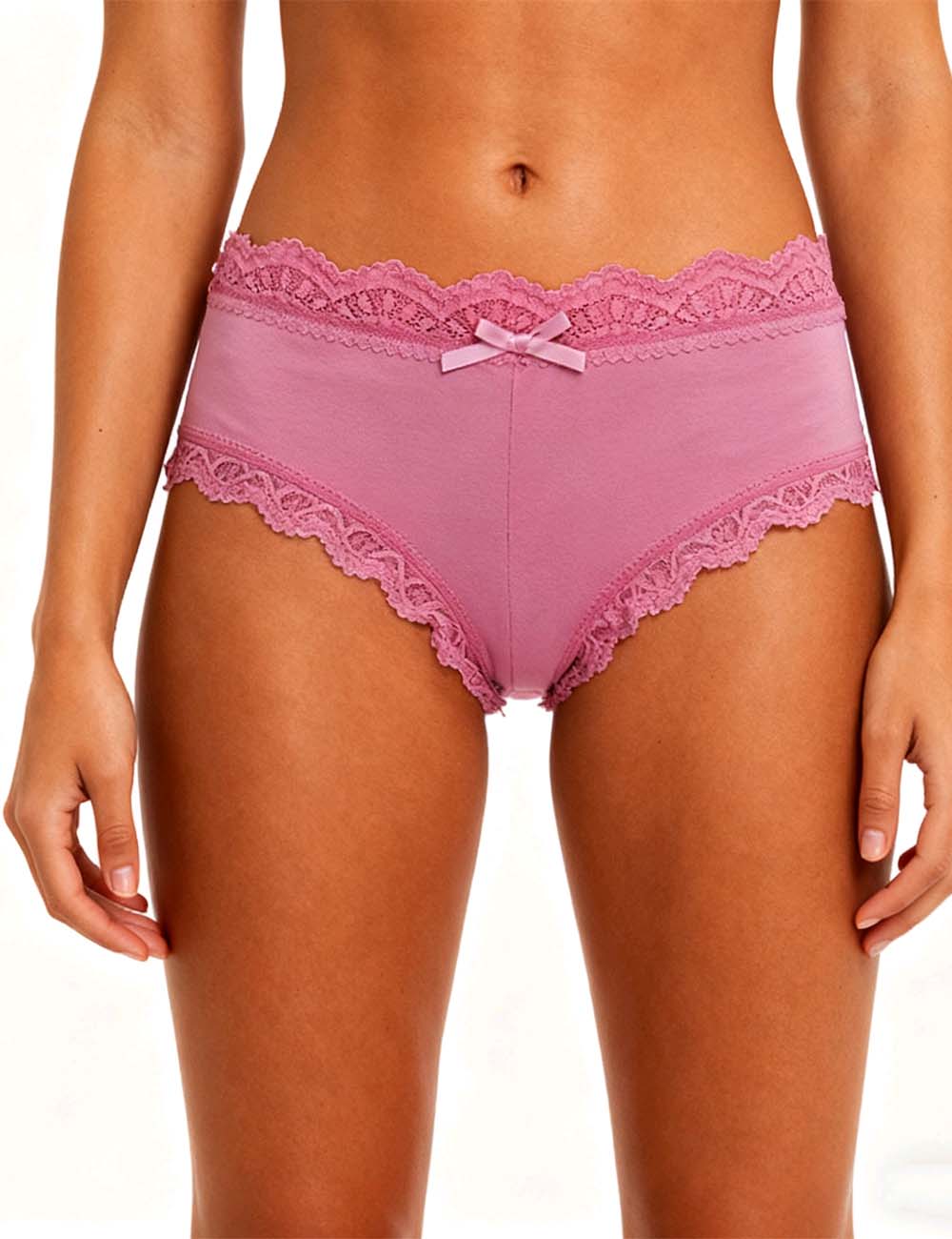 SWEETKAMA Ladies Sweet Lace Trim Bow Midi Waist Briefs