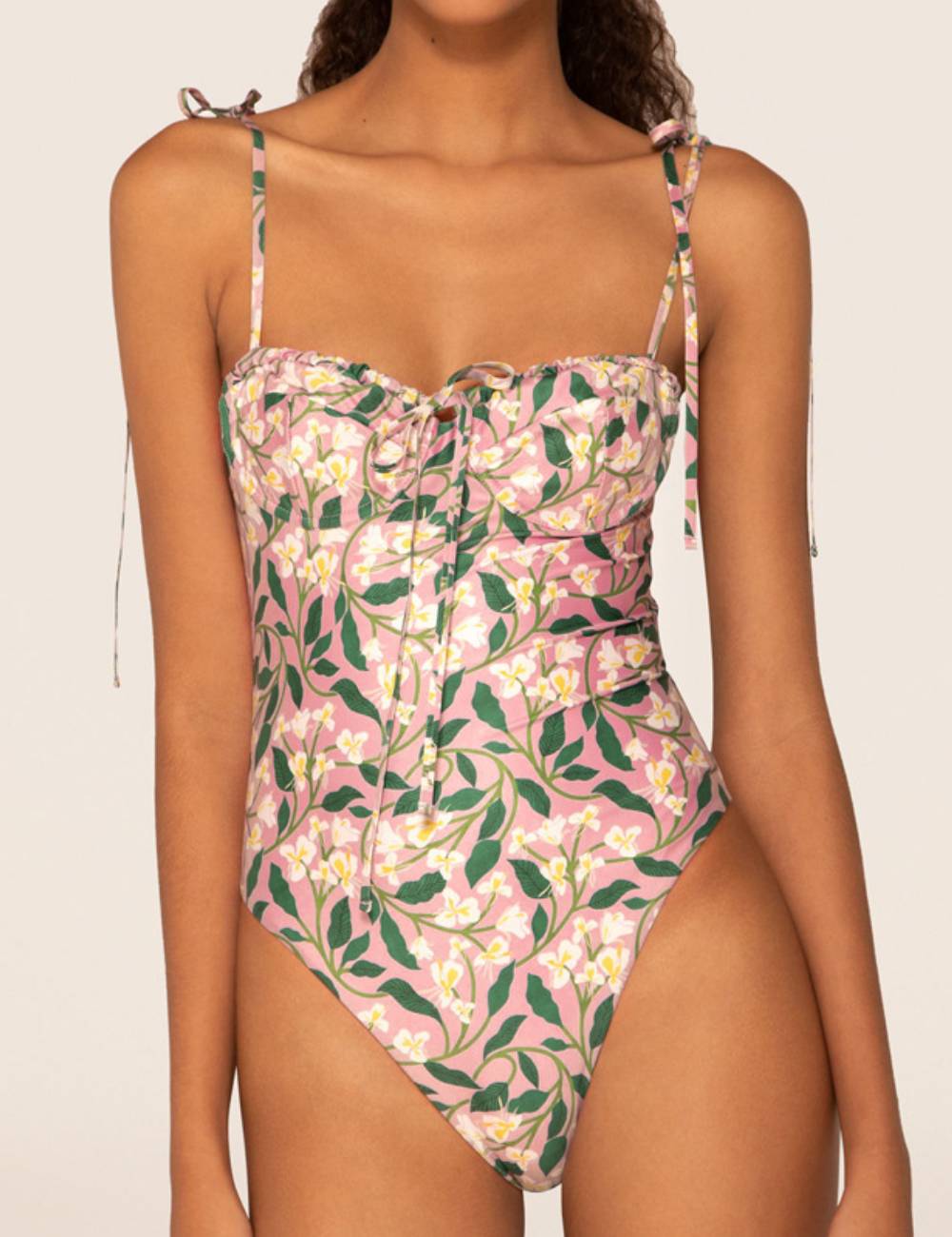 String Shoulder Floral Swimwear with Salong SKSW40157