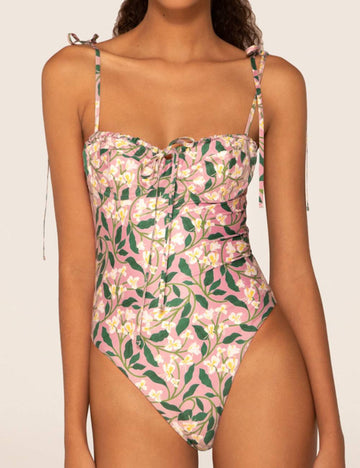 String Shoulder Floral Swimwear with Salong SKSW40157