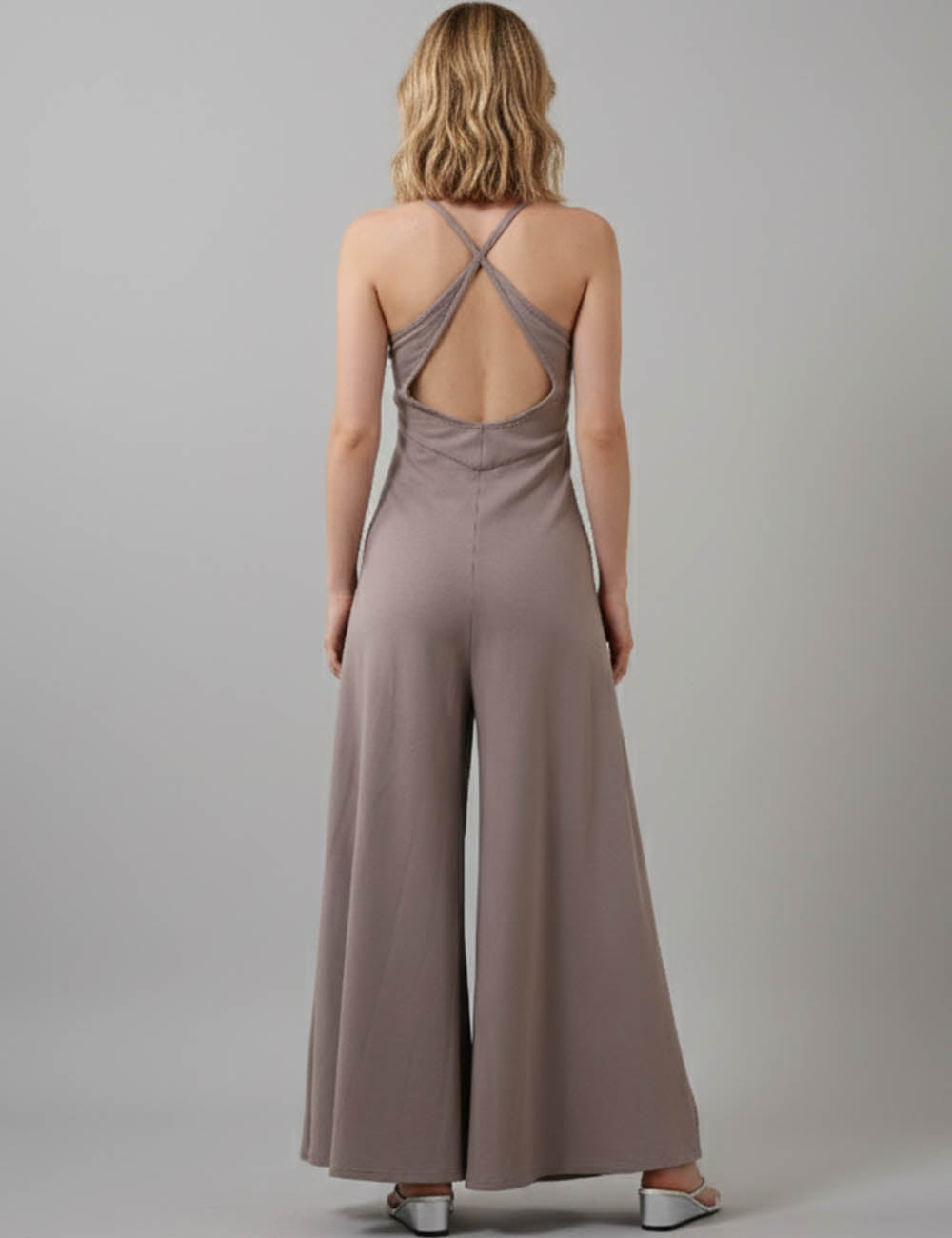 Ladies Solid Color String Shoulder Overall SKJ5M14