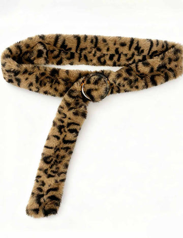 Ladies Vintage Faux Fur Leopard Waist Belt