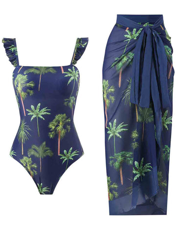 Ladies Coconut Print One Piece Swimwear with Salong
