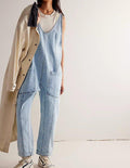 Denim Adjustable Shoulder High Roller Jumpsuit SKJ150 - SWEETKAMA