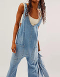 Denim Adjustable Shoulder High Roller Jumpsuit SKJ150 - SWEETKAMA