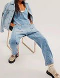 Denim Adjustable Shoulder High Roller Jumpsuit SKJ150 - SWEETKAMA