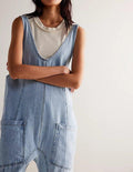 Denim Adjustable Shoulder High Roller Jumpsuit SKJ150 - SWEETKAMA