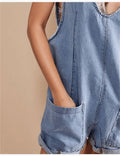 Denim Adjustable Shoulder High Roller Romper SKJ353 - SWEETKAMA