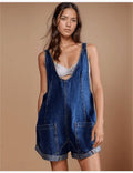 Denim Adjustable Shoulder High Roller Romper SKJ353 - SWEETKAMA