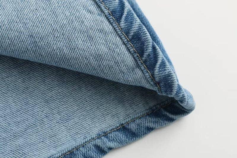 Denim Solid Color High Waist Women Daily Skirt E47734 - SWEETKAMA
