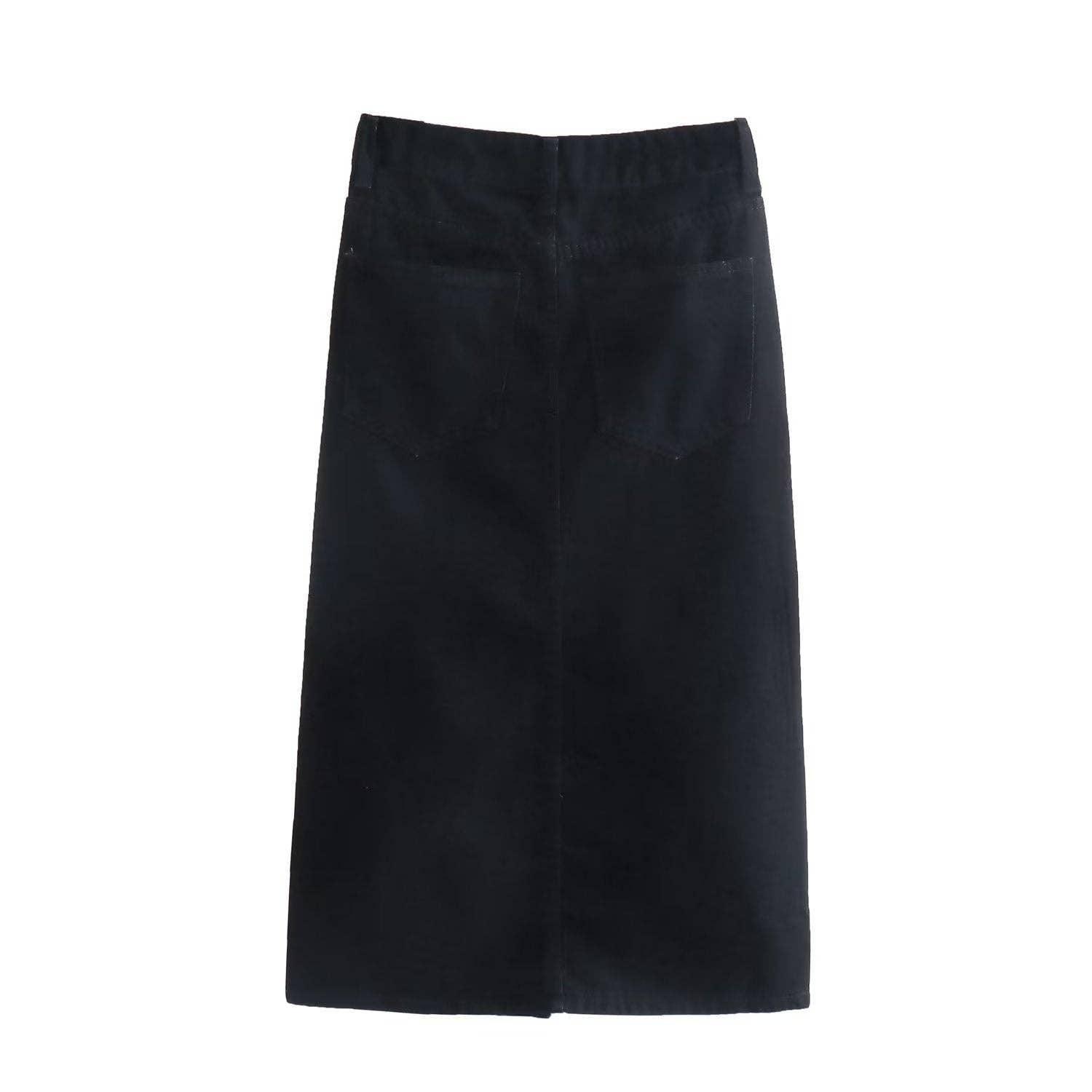Denim Solid Color High Waist Women Daily Skirt E47734 - SWEETKAMA