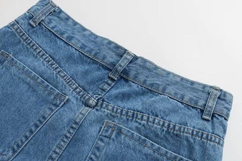 Denim Solid Color High Waist Women Daily Skirt E47734 - SWEETKAMA
