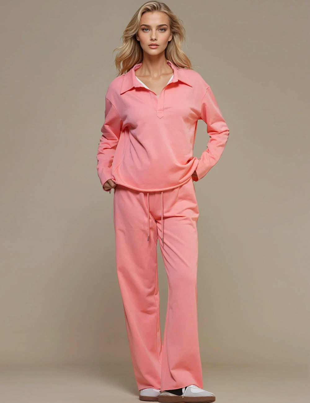 Women Pullover Sweatshirt Pants 2pcs Loungewear Set SKST50780
